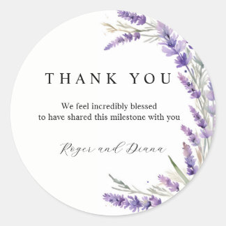 Rustic Lavender Floral Wedding Classic Round Sticker