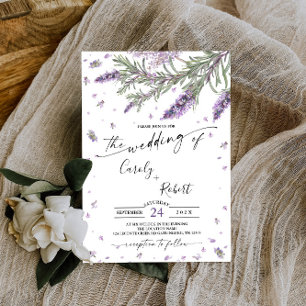 Rustic Lavender Floral Wedding Invitation