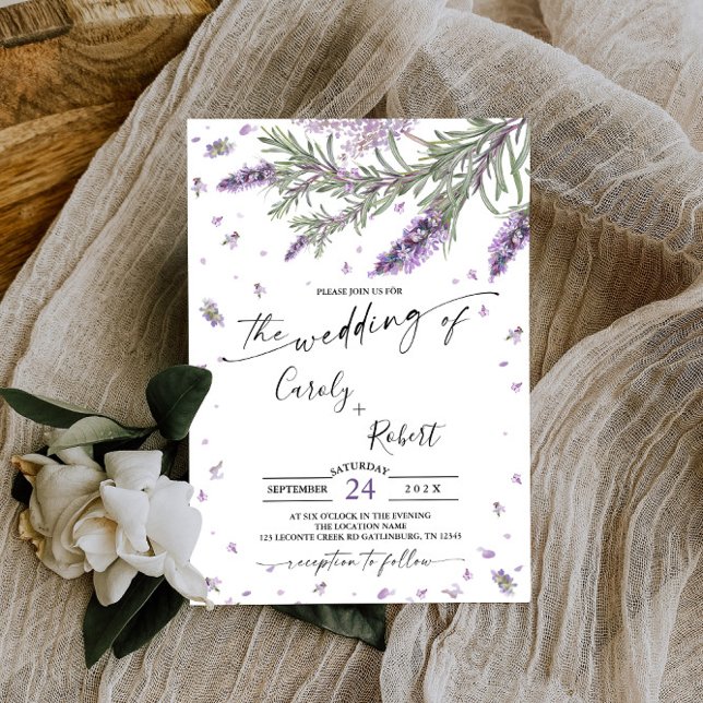 Rustic Lavender Floral Wedding Invitation (Creator Uploaded)