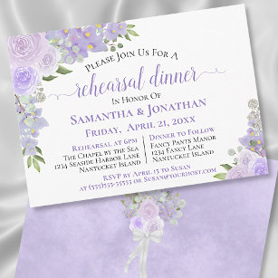 Rustic Lavender Floral Wedding Rehearsal Dinner Invitation