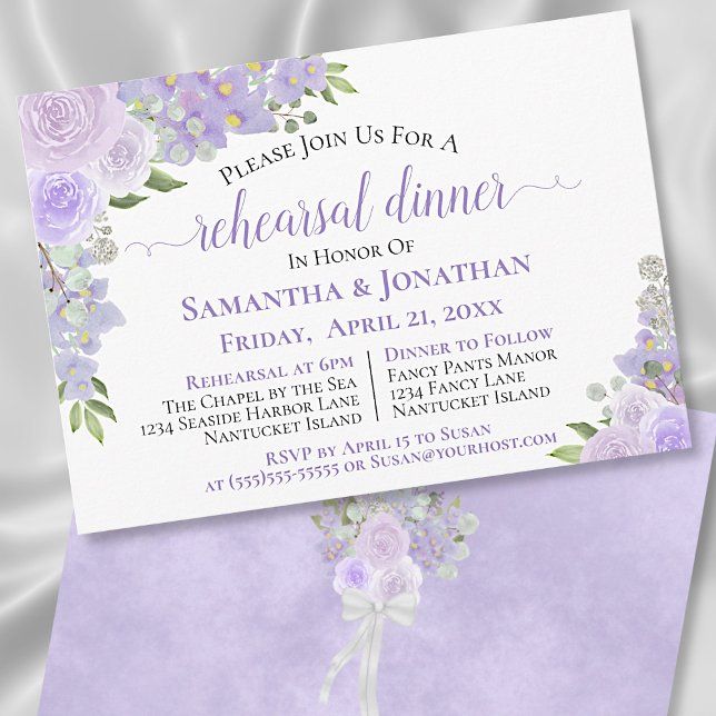 Rustic Lavender Floral Wedding Rehearsal Dinner Invitation (Creator Uploaded)