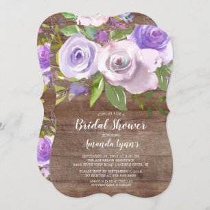 Rustic Lavender Flowers Bridal Shower Invitation