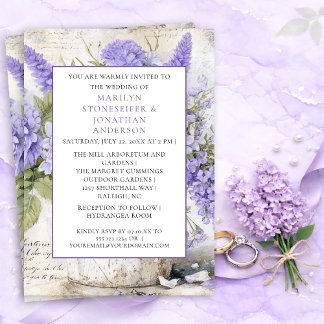 Rustic Lavender Flowers Tin Bucket Wedding | Invitation