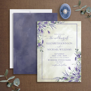 Rustic Lavender Greenery Watercolor Wedding Invitation