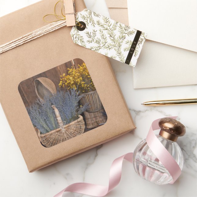 Rustic Lavender Harvest Square Sticker (Gifting)