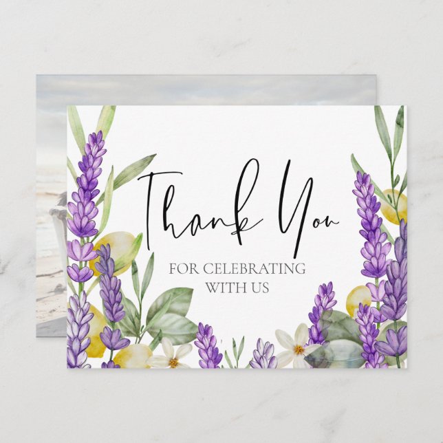 Rustic Lavender & Lemons Wedding Thank you  (Front/Back)