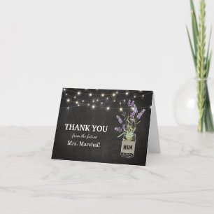 Rustic Lavender Lights Bridal Shower Thank You Card