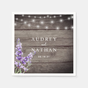 Rustic Lavender Lights Wedding Napkin