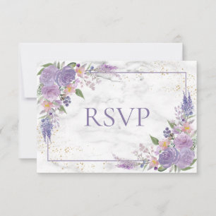 Rustic Lavender Lilac Gold Floral Wedding RSVP