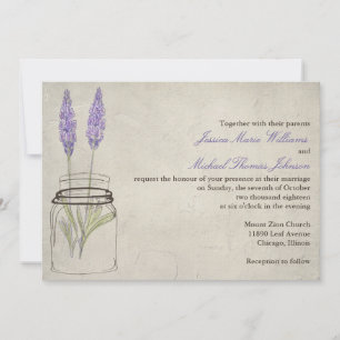 Rustic Lavender Mason Jar   Wedding Invitation