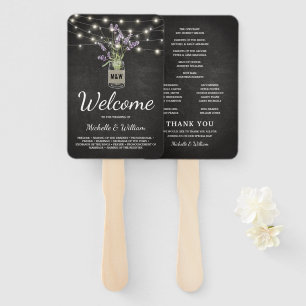 Rustic Lavender Mason Jar Wedding Program Hand Fan