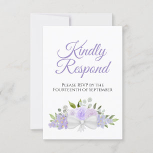 Rustic Lavender Purple Floral Bouquet Wedding RSVP Card