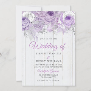 Rustic Lavender Purple Flowers Wedding Invite
