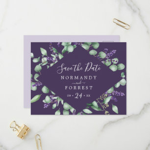 Rustic Lavender   Purple Save the Date Postcard