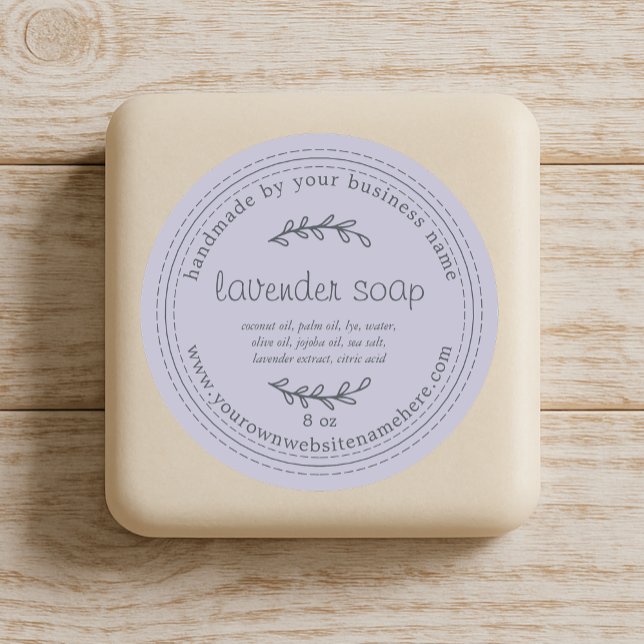 Rustic Lavender Purple Soap Label (Purple homemade lavender soap sticker)