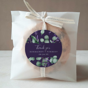 Rustic Lavender   Purple Thank You Favour Sticker
