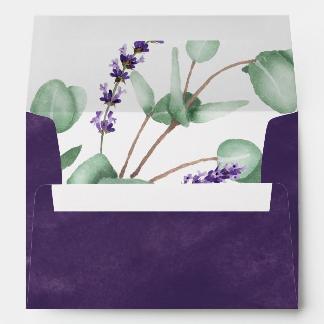 Rustic Lavender | Purple Wedding Invitation Envelope (Back (Bottom))