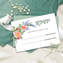 Rustic Lavender Rosehip RSVP Wedding Card