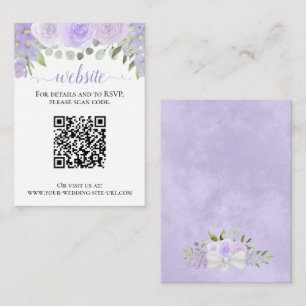 Rustic Lavender Roses Wedding Website QR Code Enclosure Card