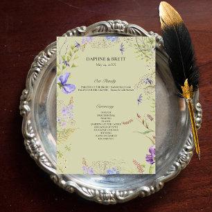 Rustic Lavender Sage Wildflowers Lavender Wedding Program
