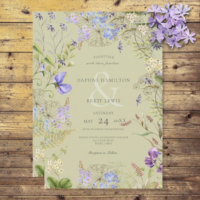 Rustic Lavender & Sage Wildflowers Sage Invitation (Creator Uploaded)