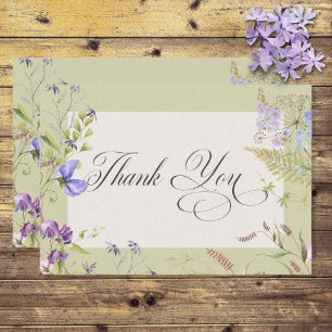 Rustic Lavender & Sage Wildflowers Sage Thank You Card