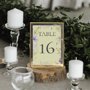 Rustic Lavender & Sage Wildflowers Sage Wedding Table Number