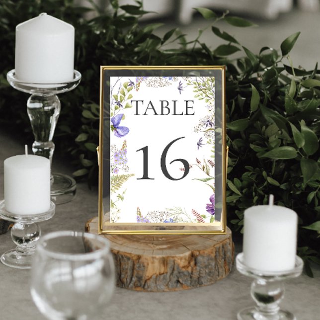 Rustic Lavender & Sage Wildflowers White Wedding Table Number (Creator Uploaded)
