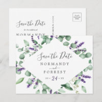 Rustic Lavender Save the Date Postcard