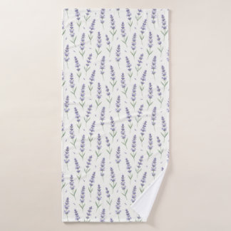 Rustic Lavender Sprigs Seamless Pattern Bath Towel