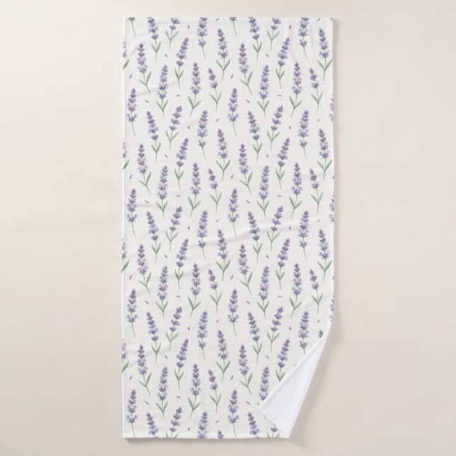 Rustic Lavender Sprigs Seamless Pattern Bath Towel (Bath Towel)