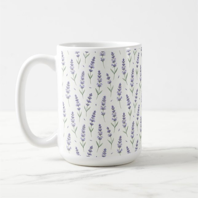 Rustic Lavender Sprigs Seamless Pattern Coffee Mug (Left)