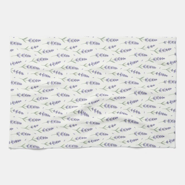Rustic Lavender Sprigs Seamless Pattern Tea Towel (Horizontal)