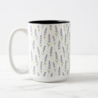 Rustic Lavender Sprigs Seamless Pattern Two-Tone Coffee Mug