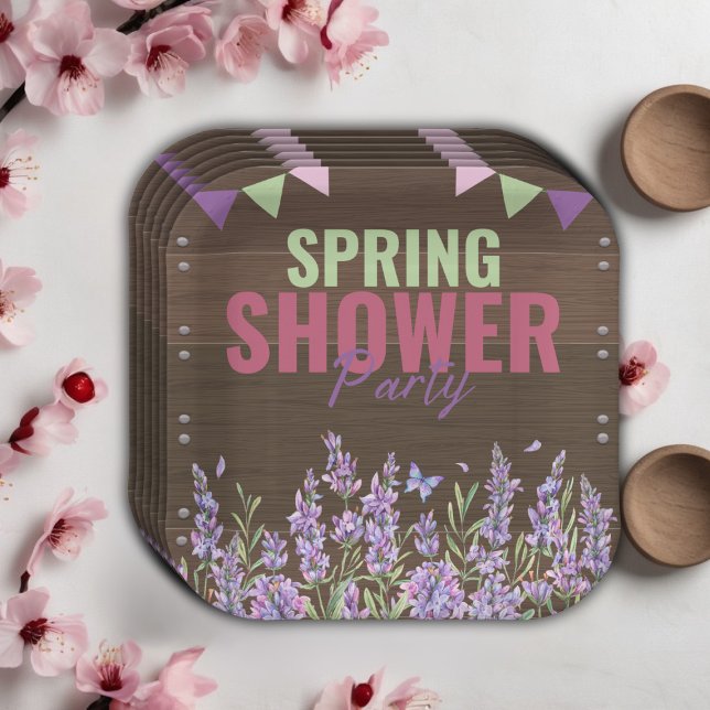 Rustic Lavender Spring Shower Party Baby Shower Paper Plate (Creator Uploaded)