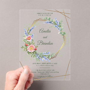 Rustic Lavender Wedding Acrylic Invitation