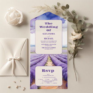 Rustic Lavender  Wedding All In One Invitation