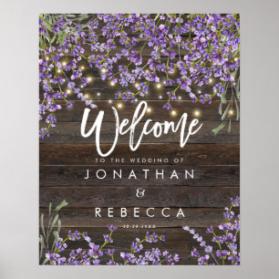 rustic lavender wedding welcome sign poster