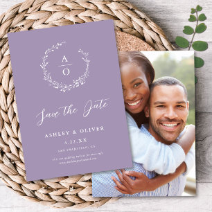 Rustic Lavender Wildflower + Photo Save The Date Invitation