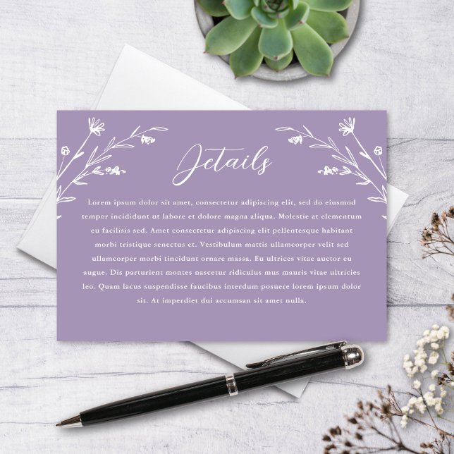 Rustic Lavender Wildflower Wedding Details Enclosure Card (Creator Uploaded)