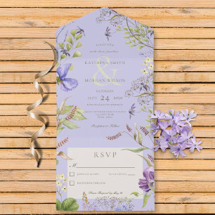 Rustic Lavender Wildflowers Lavender No Dinner All In One Invitation