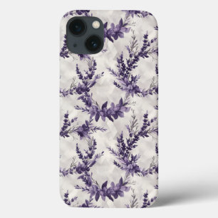 Rustic lavender wreath watercolor style pattern iPhone 13 case