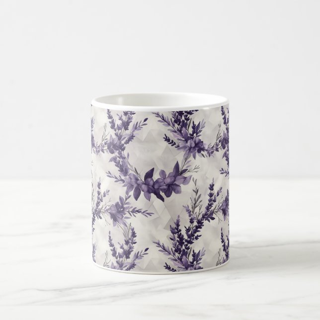 Rustic lavender wreath watercolor style pattern coffee mug (Center)