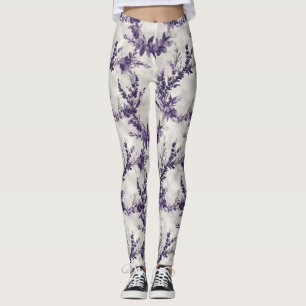Rustic lavender wreath watercolor style pattern leggings