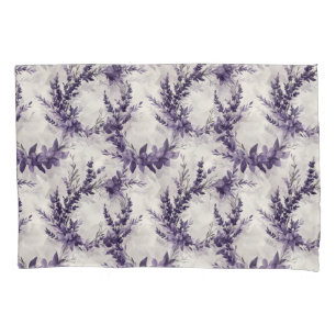 Rustic lavender wreath watercolor style pattern pillowcase