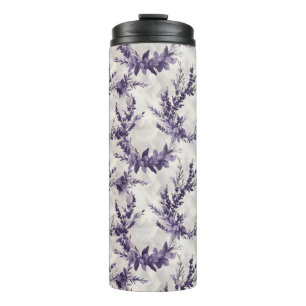 Rustic lavender wreath watercolor style pattern thermal tumbler