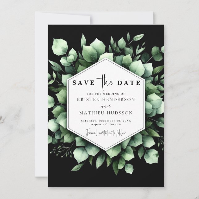 Rustic Leaf Eucalyptus Digital Wedding  Save The Date (Front)