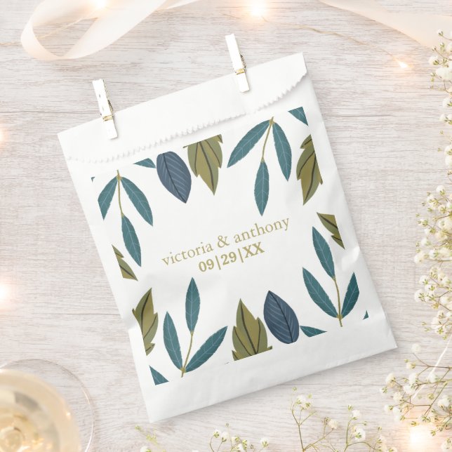 Rustic Leaf Floral Wedding Favour Bag (Clipped)