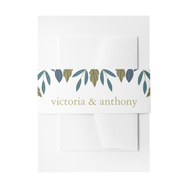 Rustic Leaf Floral Wedding Invitation Belly Band (Front Example)