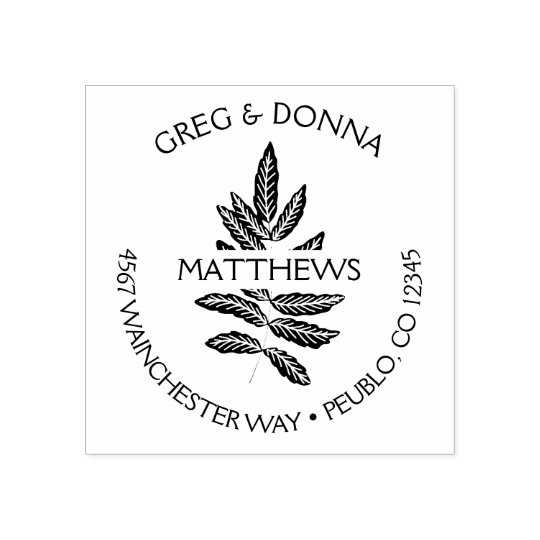 Rustic Leaf Hand Stamped Return Address Rubber Stamp
